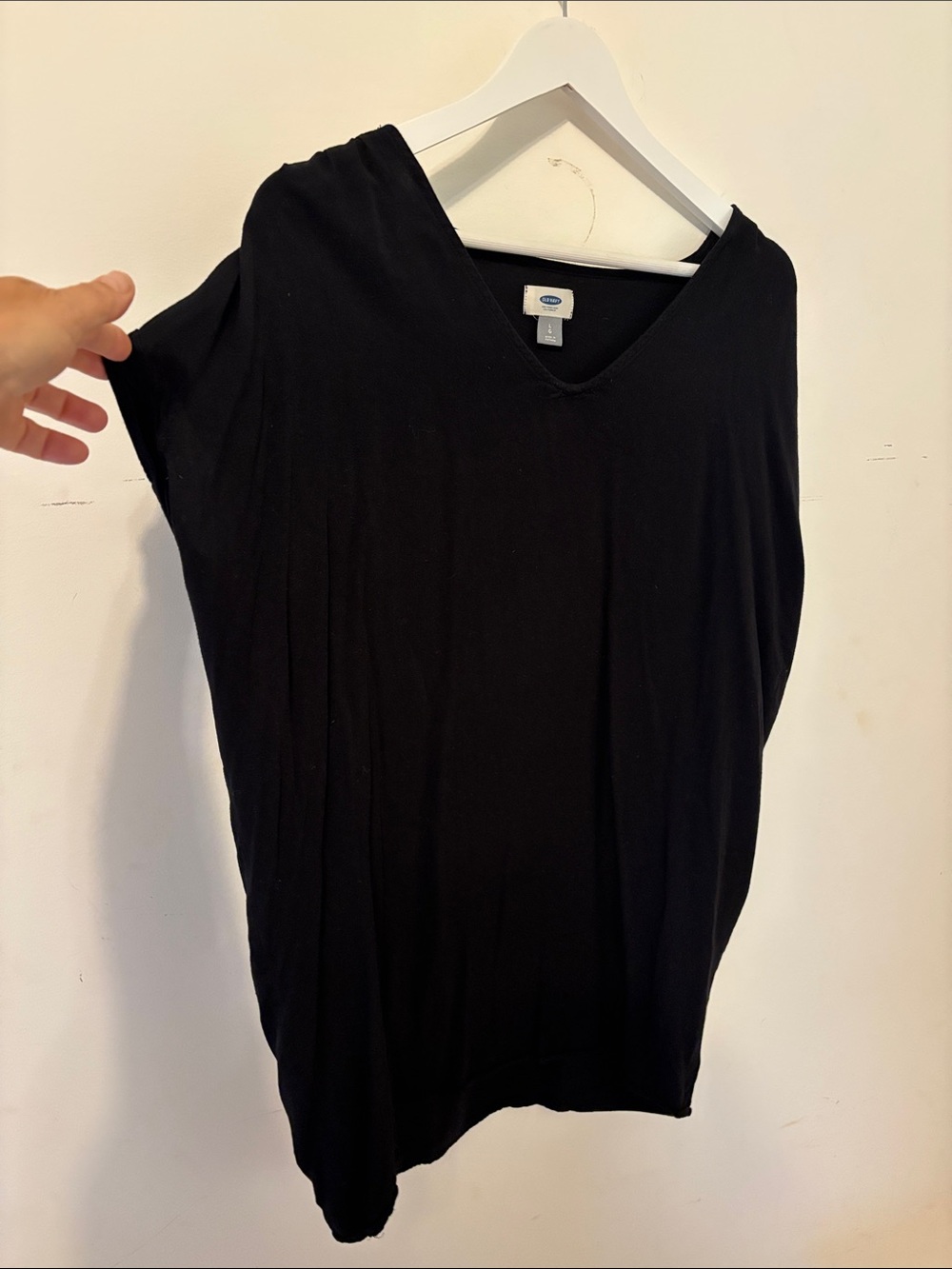 Black V-Neck Cap Sleeve Mini Dress